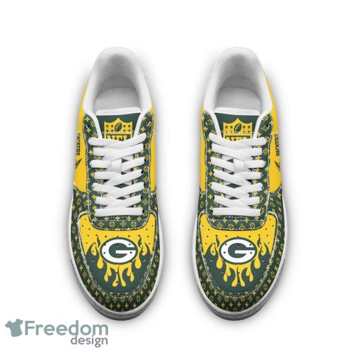 Custom Name Green Bay Packers Drip Sneakers Air Force Shoes For Fans Custom Name Product Photo 3