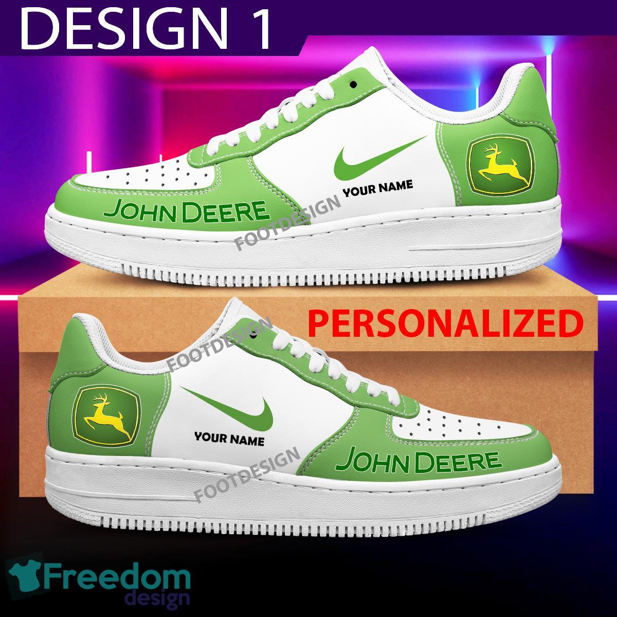 Custom Name John Deere Brand Air Force 1 Sneakers New Pattern For Fans Gift AF1 Shoes - Brands John Deere Air Force 1 Sneakers Custom Name Photo 1