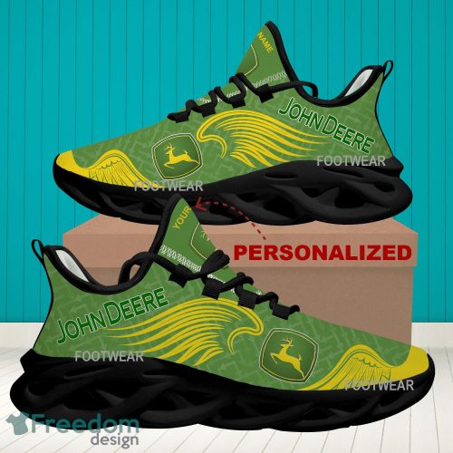 Custom Name John Deere Brand Logo New Wings Sports Shoes Ideas Gift Max Soul Sneaker - john deere Brand Logo New Wings Pattern Max Soul Shoes Custom Name Photo 2