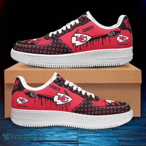 Custom Name Kansas City Chiefs Drip Sneakers Air Force Shoes For Fans Custom Name Product Photo 3