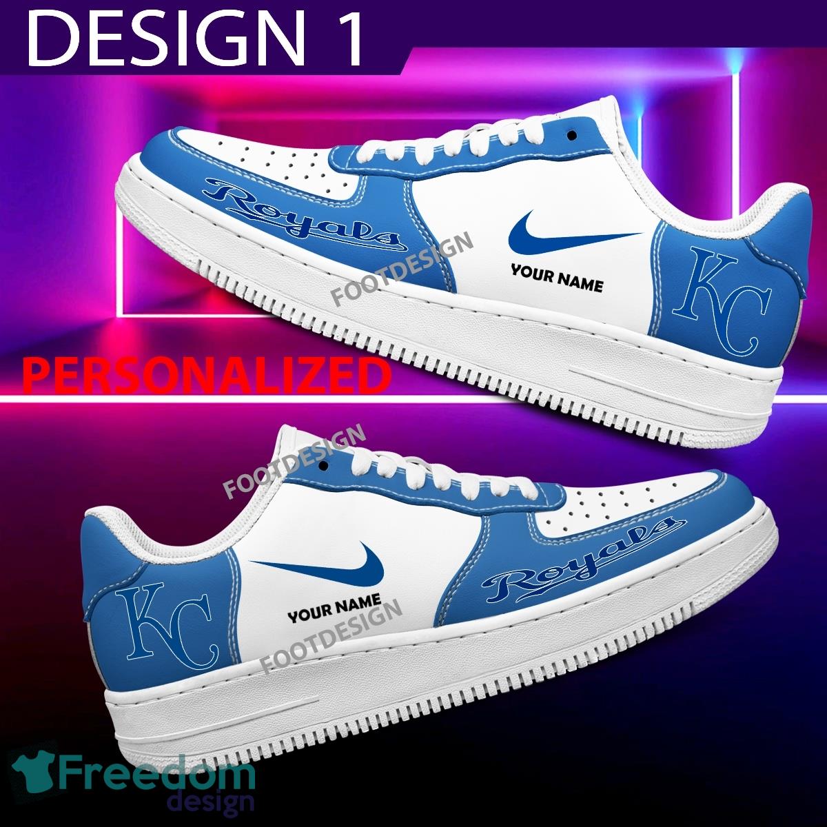 Custom Name Kansas City Royals Teams Air Force 1 Shoes Design Gift AF1 Sneaker For Fans image Custom Name Kansas City Royals Teams Air Force 1 Shoes Design Gift AF1 Sneaker For Fans - Kansas City Royals Air Force 1 Sneaker Personalized Style 1