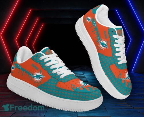 Custom Name Miami Dolphins Drip Sneakers Air Force Shoes For Fans Custom Name Product Photo 1