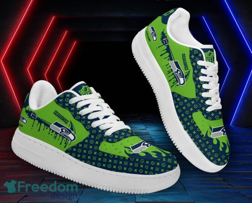 Custom Name Seattle Seahawks Drip Sneakers Air Force Shoes For Fans Custom Name Product Photo 1