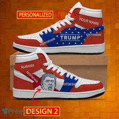 Custom Name State Flag Alabama Trump Vote Air Jordan Hightop Shoes - State Flag Alabama Trump Vote AJ1 Sneaker Personalized Photo 2