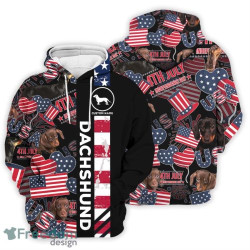 Dachshund Hoodie Personalized Dachshund Dog American Flag Heart 3D Hoodie Gifts For Dachshund Lovers Product Photo 1