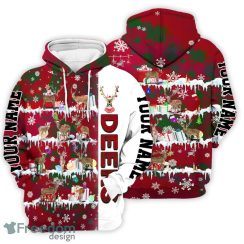 Deer Hoodie Personalized Christmas Deer Family With Snow Pattern Red 3D Hoodie Christmas Gift Ideas