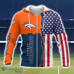 Denver Broncos US Flag 3D All Over Printed T-shirt Hoodie Sweatshirt Product Photo 2