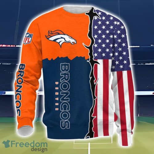 Denver Broncos US Flag 3D All Over Printed T-shirt Hoodie Sweatshirt Product Photo 3