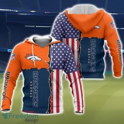 Denver Broncos US Flag 3D All Over Printed T-shirt Hoodie Sweatshirt