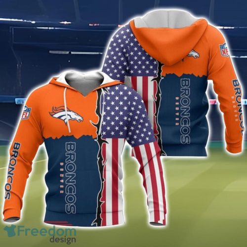 Denver Broncos US Flag 3D All Over Printed T-shirt Hoodie Sweatshirt Product Photo 1