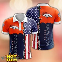 Denver Broncos US Flag 3D Polo Shirt Golf Polo Shirt Men Gift