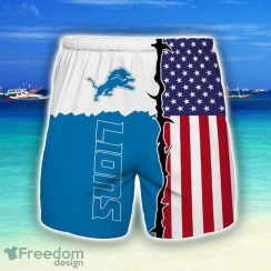 Detroit Lions Beach Short Gift For Men US Flag Printed