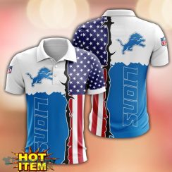 Detroit Lions US Flag 3D Polo Shirt Golf Polo Shirt Men Gift