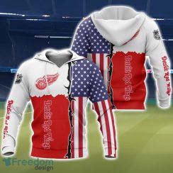 Detroit Red Wings US Flag 3D All Over Printed T-shirt Hoodie Sweatshirt