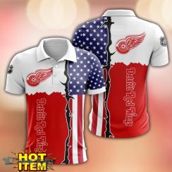 Detroit Red Wings US Flag 3D Polo Shirt Golf Polo Shirt Men Gift