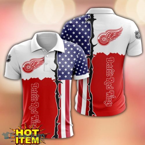 Detroit Red Wings US Flag 3D Polo Shirt Golf Polo Shirt Men Gift Product Photo 1