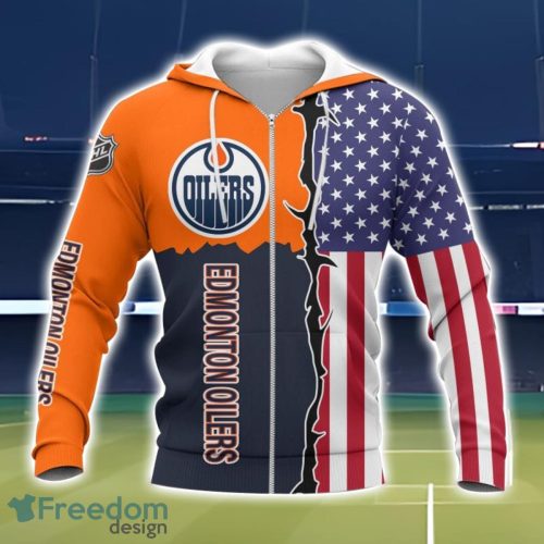 Edmonton Oilers US Flag 3D All Over Printed T-shirt Hoodie Sweatshirt Product Photo 2