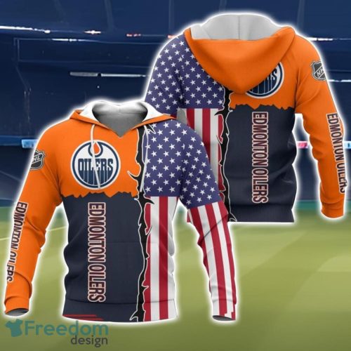 Edmonton Oilers US Flag 3D All Over Printed T-shirt Hoodie Sweatshirt Product Photo 1