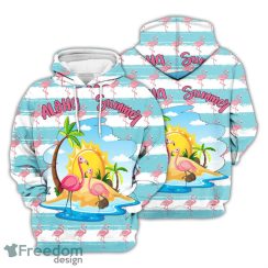 Flamingo Hoodie Couple Pink Flamingo Summer Aloha Pattern 3D Hoodie Gifts For Flamingo Lovers