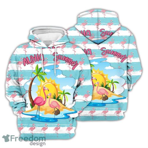 Flamingo Hoodie Couple Pink Flamingo Summer Aloha Pattern 3D Hoodie Gifts For Flamingo Lovers Product Photo 1