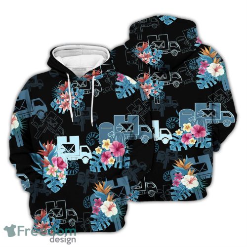 Floral 3D Hoodie Postal Worker Job Tropical Hoodie Gifts For Summer Holiday Product Photo 1