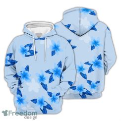 Flower Hoodie Island Princess Blue Fitted Flower Pattern 3D Hoodie Gifts For Floral Lovers