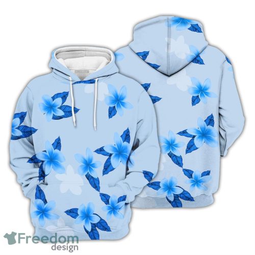 Flower Hoodie Island Princess Blue Fitted Flower Pattern 3D Hoodie Gifts For Floral Lovers Product Photo 1