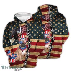 French Bulldog Hoodie Cool French Bulldog Wearing USA Glasses Pattern 3D Hoodie Gifts For Independence Day