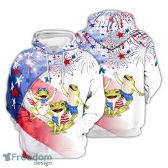 Frog 3D Hoodie Frogs With Firework 4th Of July Independence Day Hoodie Funny Frog Gifts