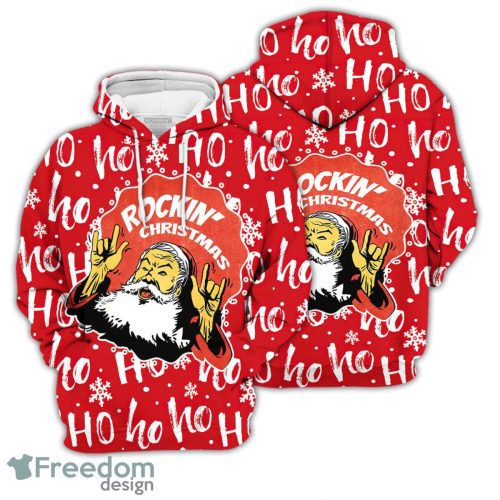 Funny Christmas Hoodies Santa Claus Smile With Red Background 3D Hoodie Funny Christmas Gift Ideas Product Photo 1