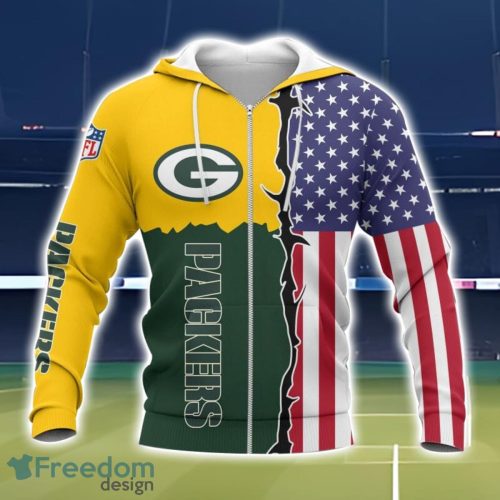 Green Bay Packers US Flag 3D All Over Printed T-shirt Hoodie Sweatshirt Product Photo 2