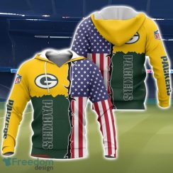 Green Bay Packers US Flag 3D All Over Printed T-shirt Hoodie Sweatshirt