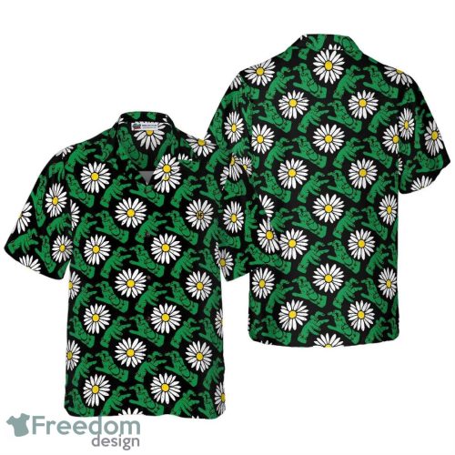 Halloween Frankenstein's Monster And Daisies Hawaiian Shirt Product Photo 1