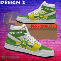 John Deere Brand Logo Air Jordan 1 Hightop Shoes New Trending Custom Name - John Deere Brand Logo Air Jordan 1 Hightop Shoes Style 2