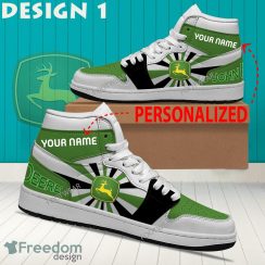 John Deere Brand Logo Air Jordan 1 Hightop Shoes New Trending Custom Name - John Deere Brand Logo Air Jordan 1 Hightop Shoes Style 1