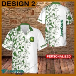 John Deere Tractor Flower Vintage Luau New Beach Hawaiian Shirt Gift For Fans Custom Name - John Deere Tractor Flower Vintage Hawaiian Shirt Style 2