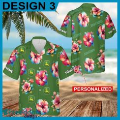 John Deere Tractor Flower Vintage Luau New Beach Hawaiian Shirt Gift For Fans Custom Name - John Deere Tractor Flower Vintage Hawaiian Shirt Style 3