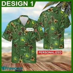 John Deere Tractor Luau New Beach Hawaiian Shirt Gift For Fans Custom Name - John Deere Tractor Hawaiian Shirt Personalized Photo 1