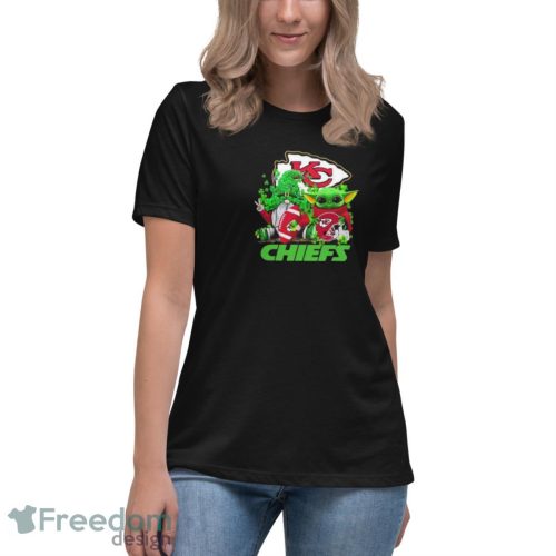 Kansas City Chiefs Baby Yoda Happy St.Patrick’s Day Shamrock Shirt - Women's Relaxed Short Sleeve Jersey Tee