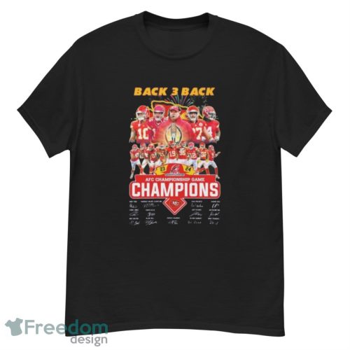 Kansas City Chiefs Back 3 Back 2023 2024 AFC Championship Game Champions Signatures Shirt - G500 Men’s Classic T-Shirt