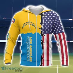 Los Angeles Chargers US Flag 3D All Over Printed T-shirt Hoodie Sweatshirt Product Photo 2