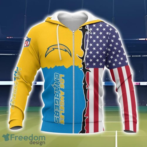 Los Angeles Chargers US Flag 3D All Over Printed T-shirt Hoodie Sweatshirt Product Photo 2