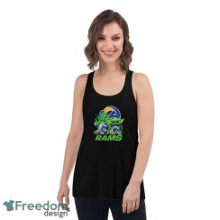 Los Angeles Rams Baby Yoda Happy St.Patrick’s Day Shamrock Shirt - Women's Flowy Racerback Tank