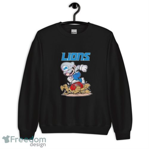 Mario Detroit Lions Stomps On San Francisco 49ers Shirt - Unisex Crewneck Sweatshirt