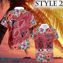 Mascot Arizona Cardinals VS NFL Atlanta Falcons 3D Hawaiian Shirt Hibiscus Football For Fans - NFL Arizona Cardinals VS NFL Atlanta Falcons Style 2