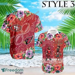 Mascot Arizona Cardinals VS NFL San Francisco 49ers 3D Hawaiian Shirt Hibiscus Football For Fans - NFL Arizona Cardinals VS NFL San Francisco 49ers Style 3