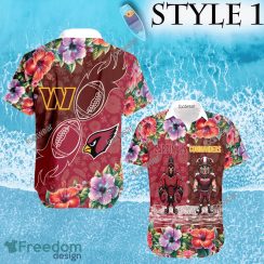 Mascot Arizona Cardinals VS NFL Washington Commanders 3D Hawaiian Shirt Hibiscus Football For Fans - NFL Arizona Cardinals VS NFL Washington Commanders Style 1