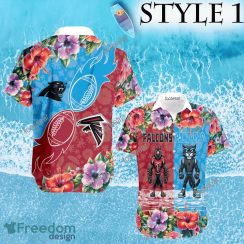 Mascot Atlanta Falcons VS NFL Carolina Panthers 3D Hawaiian Shirt Hibiscus Football For Fans - NFL Atlanta Falcons VS NFL Carolina Panthers Style 1