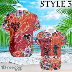 Mascot Atlanta Falcons VS NFL Chicago Bears 3D Hawaiian Shirt Hibiscus Football For Fans - NFL Atlanta Falcons VS NFL Chicago Bears Style 3