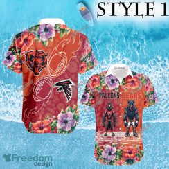 Mascot Atlanta Falcons VS NFL Chicago Bears 3D Hawaiian Shirt Hibiscus Football For Fans - NFL Atlanta Falcons VS NFL Chicago Bears Style 1